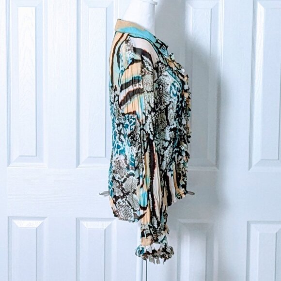 VIOLET & CLAIRE Women's Long Sleeve Crinkled Blouse Top Size XL Multi-Print - Picture 3 of 8